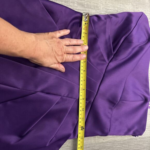 Max & Cleo Bow Front Mini Party Dress Purple Satin Evening Bodycon Sexy Sz 4 - Picture 9 of 11